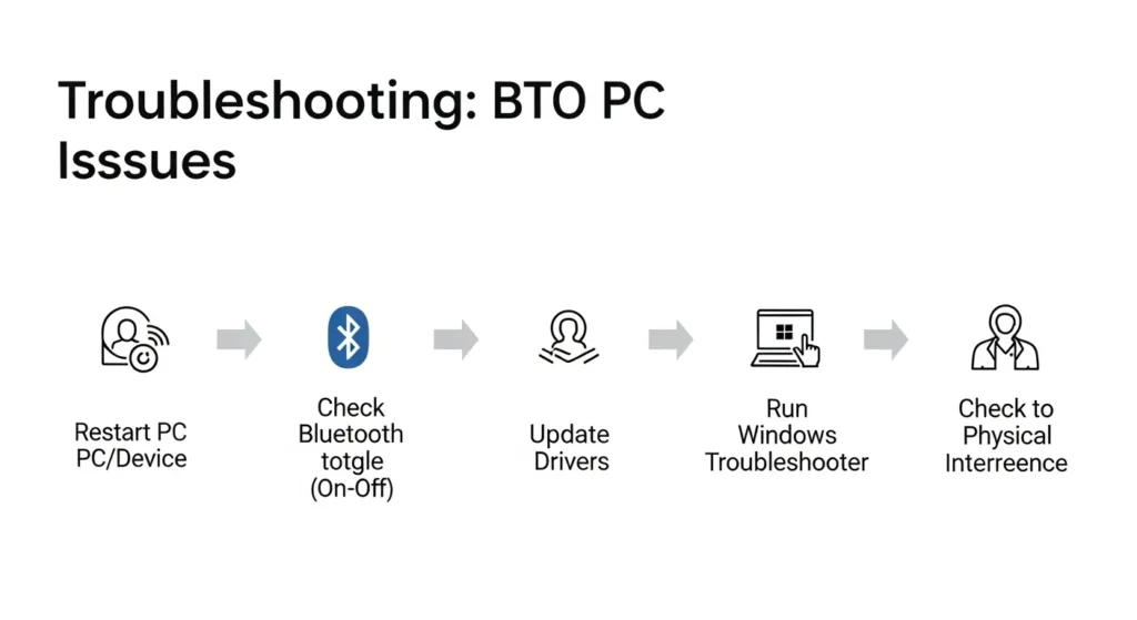 BTOパソコンでBluetoothが繋がらない問題を解決するための段階的な手順。