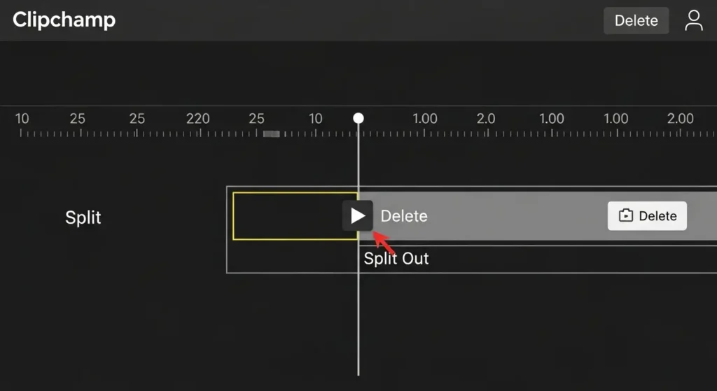 Clipchampでの不要セグメント削除