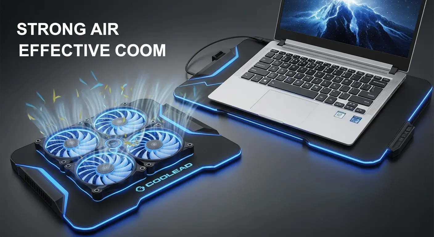 COOLEAD製の強力冷却ファン搭載ゲーミングノートPCクーラーの商品画像。