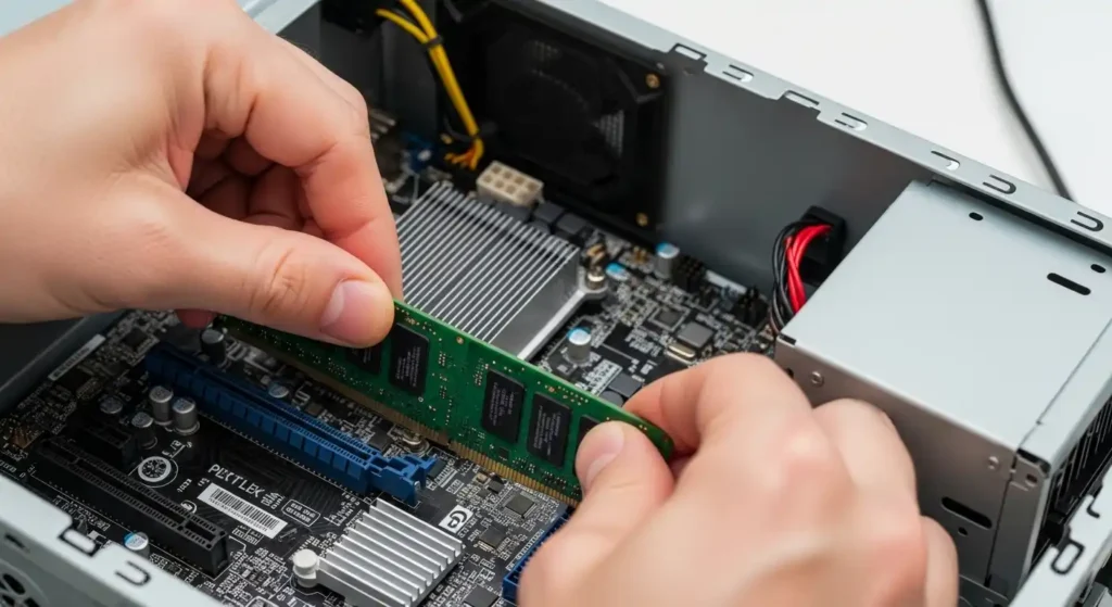 デスクトップPCのメモリ取り付け