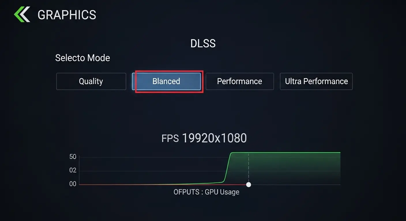 ゲーム内のDLSS設定メニューとパフォーマンス表示。