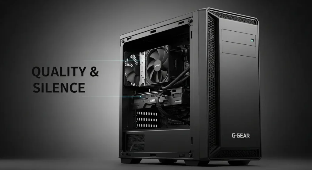 ツクモG-GEARの静音設計と高品質パーツで構成されたゲーミングPC。