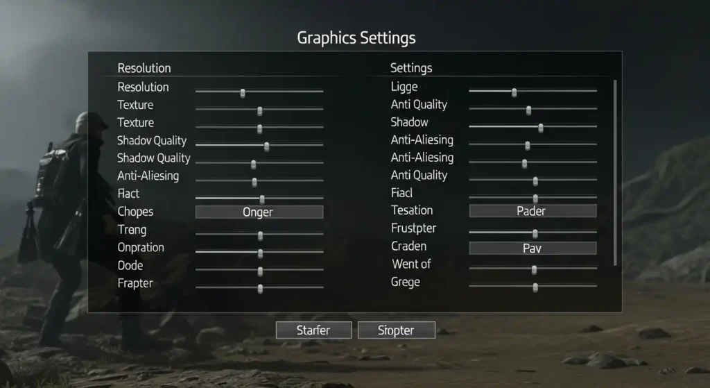 ゲームのグラフィック設定画面