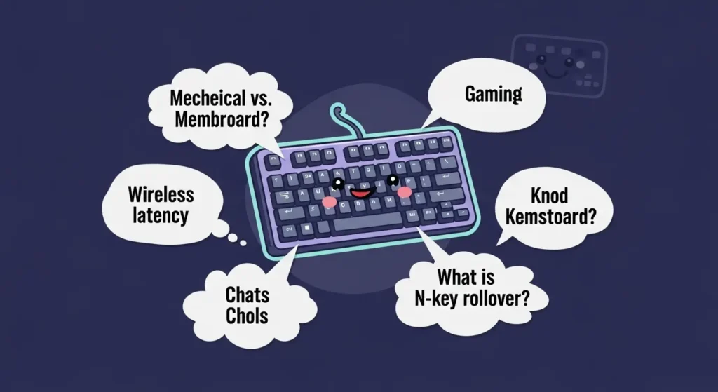 主要なゲーミングキーボードメーカー(Razer、Logicool、SteelSeries、Corsairなど)のロゴと代表的な製品を示す画像。