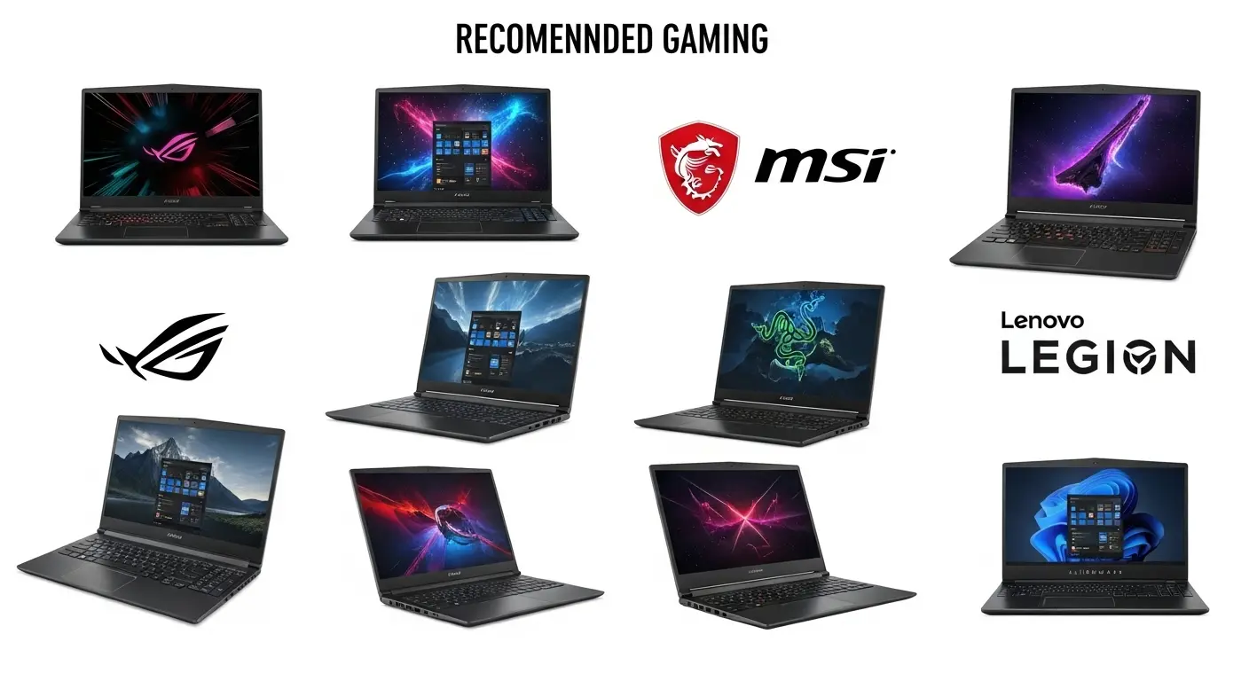 2025年最新のおすすめゲーミングノートPCモデルと各メーカーの冷却システムの写真。