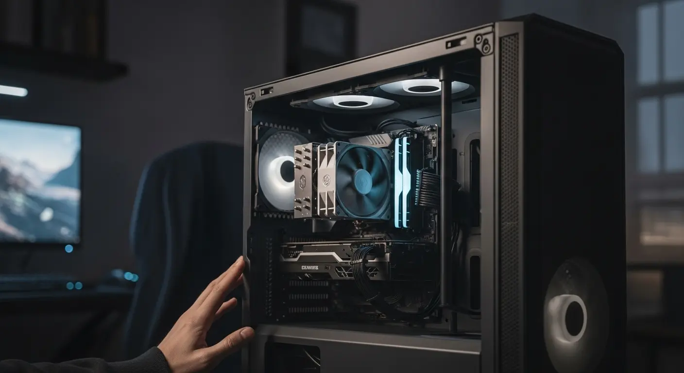 静音性を重視したゲーミングPCの内部パーツと静かな環境。