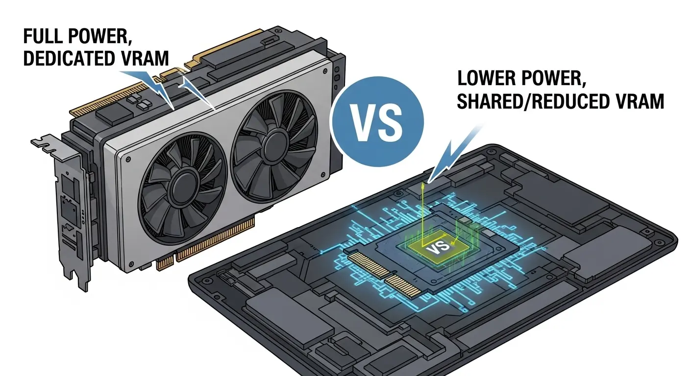 ノートパソコンとデスクトップPCのGPU VRAMの違い。