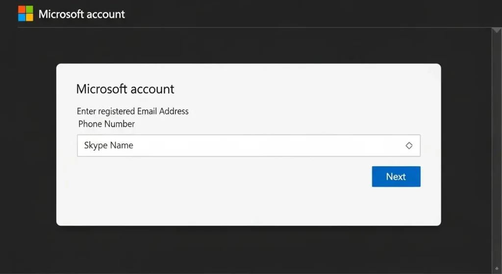 Microsoftアカウント回復入力画面
