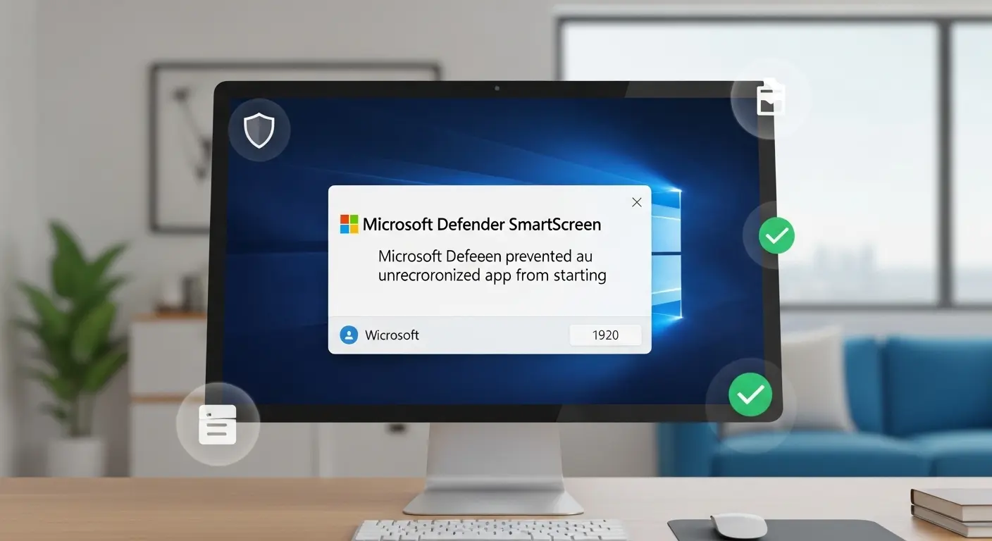 Microsoft Defender SmartScreenの警告画面と保護の様子。