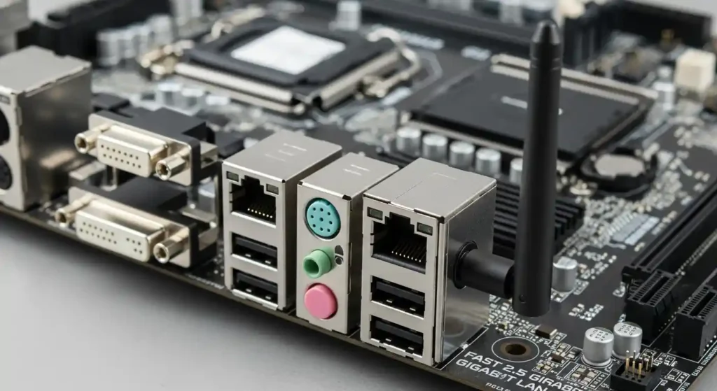 2.5GbE LANとWi-Fiアンテナポート