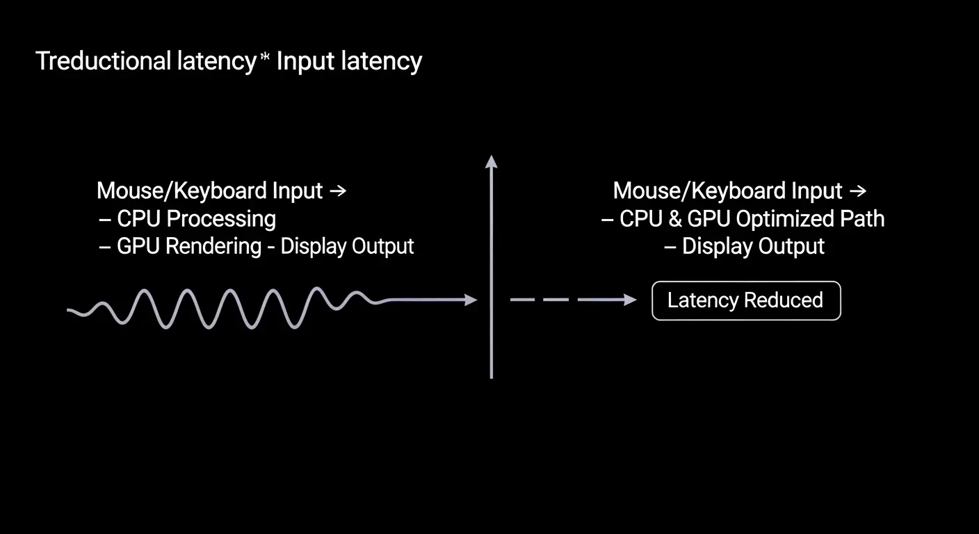 NVIDIA Reflexによる入力遅延削減の仕組みを示す図。