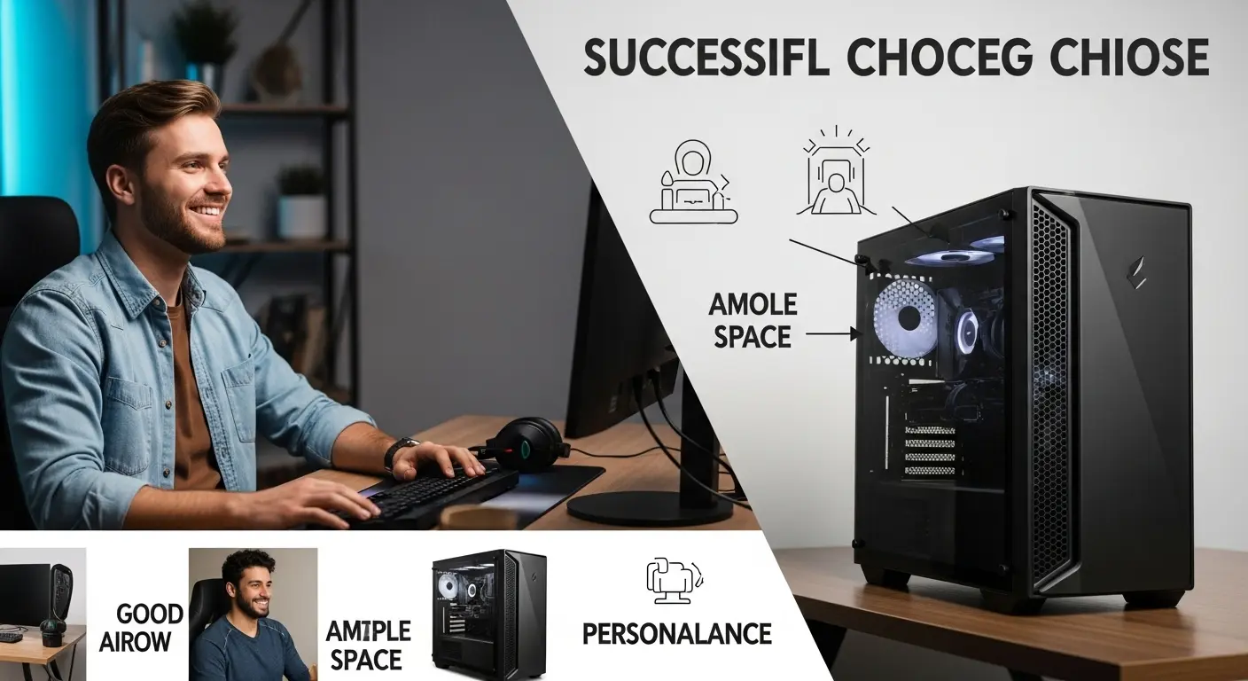 用途や好みに合わせて最適なゲーミングPCケースを選び、快適なゲーミング環境を構築したイメージ。