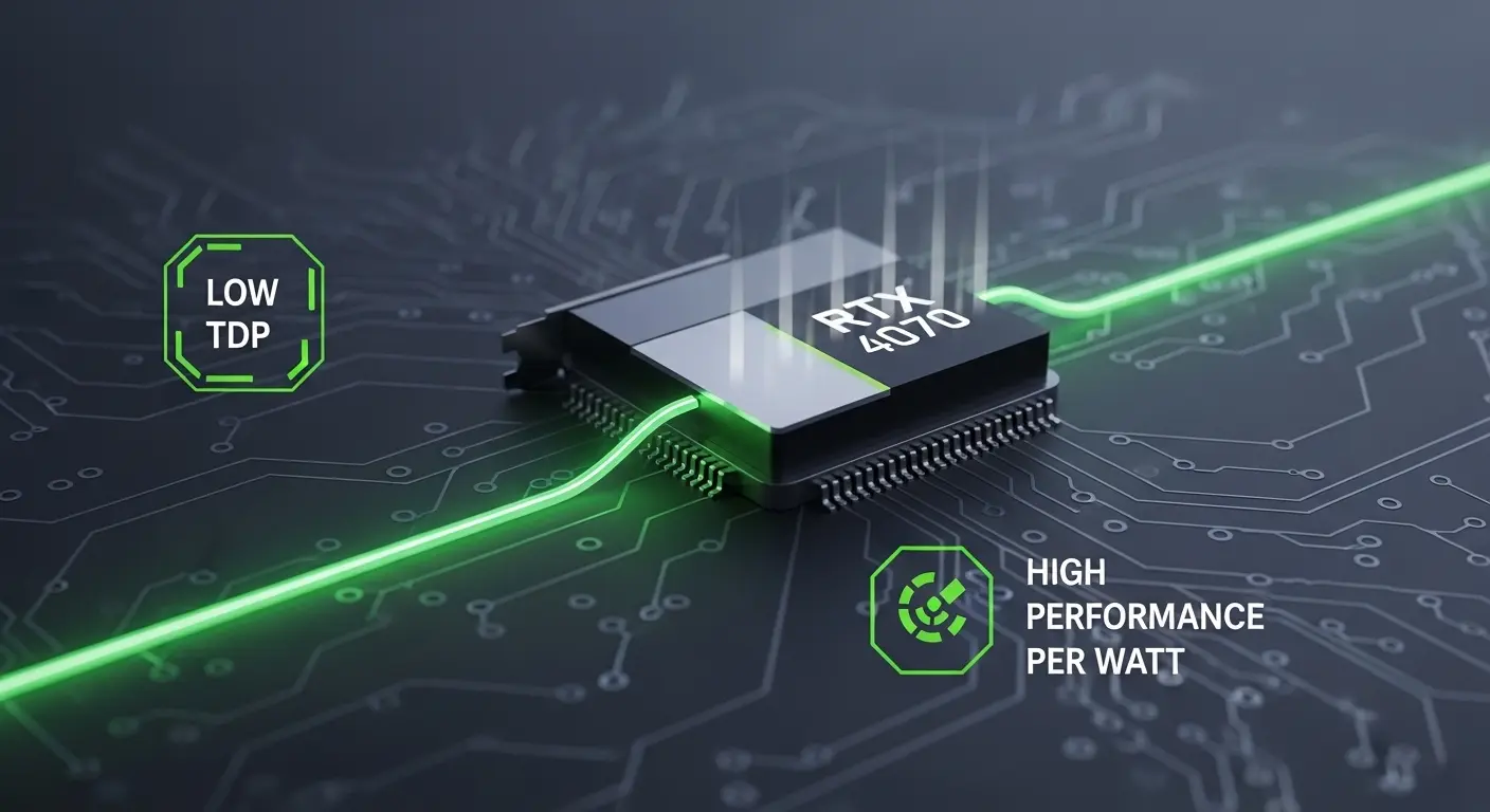 GeForce RTX 4070の電力効率を示す図。