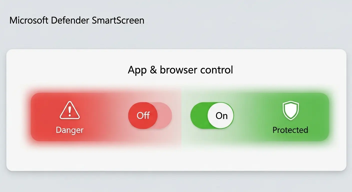 Microsoft Defender SmartScreenの有効・無効化の切り替えスイッチ。