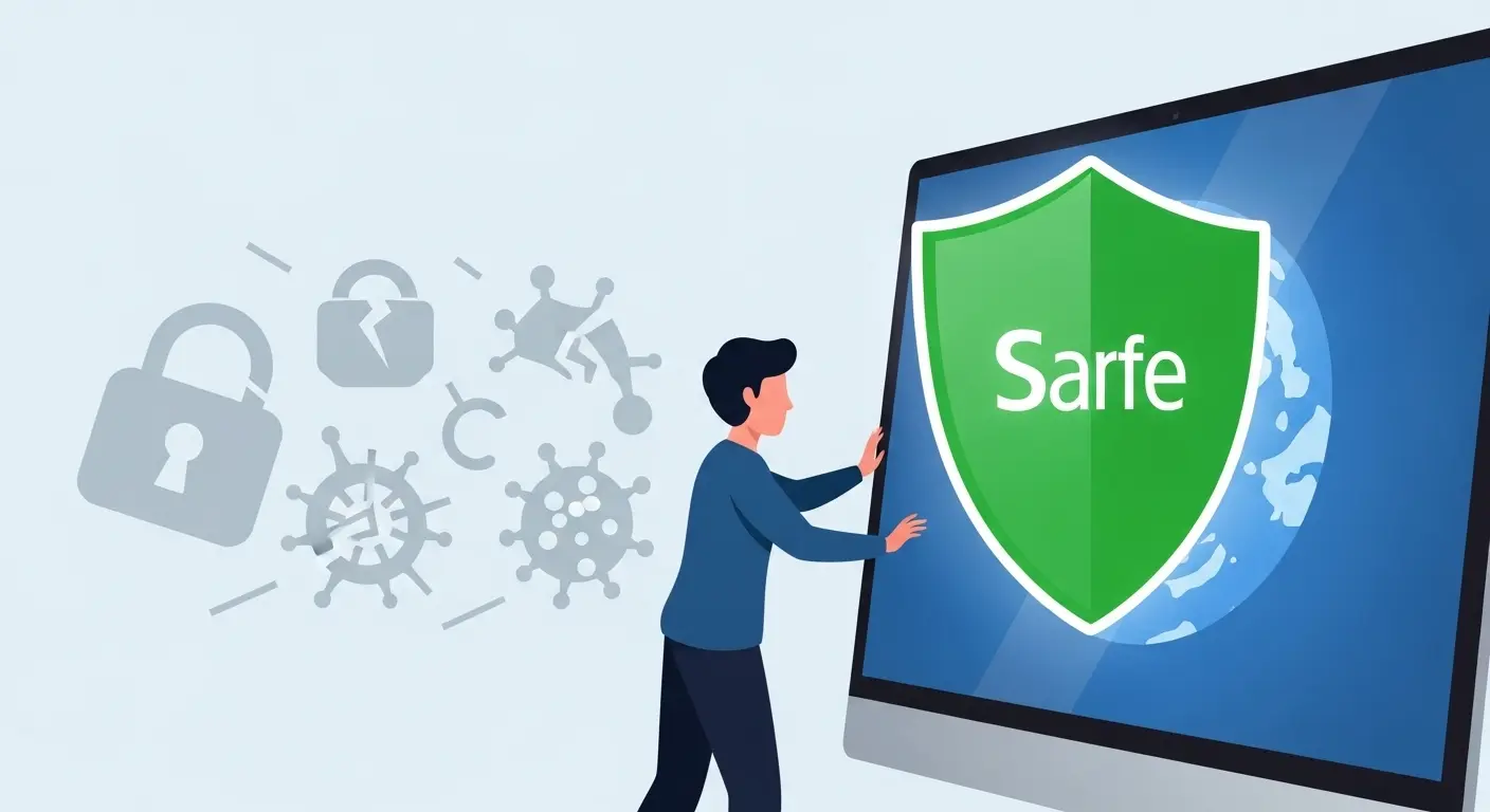 Microsoft Defender SmartScreenが必要であることを示す安全なPC環境。