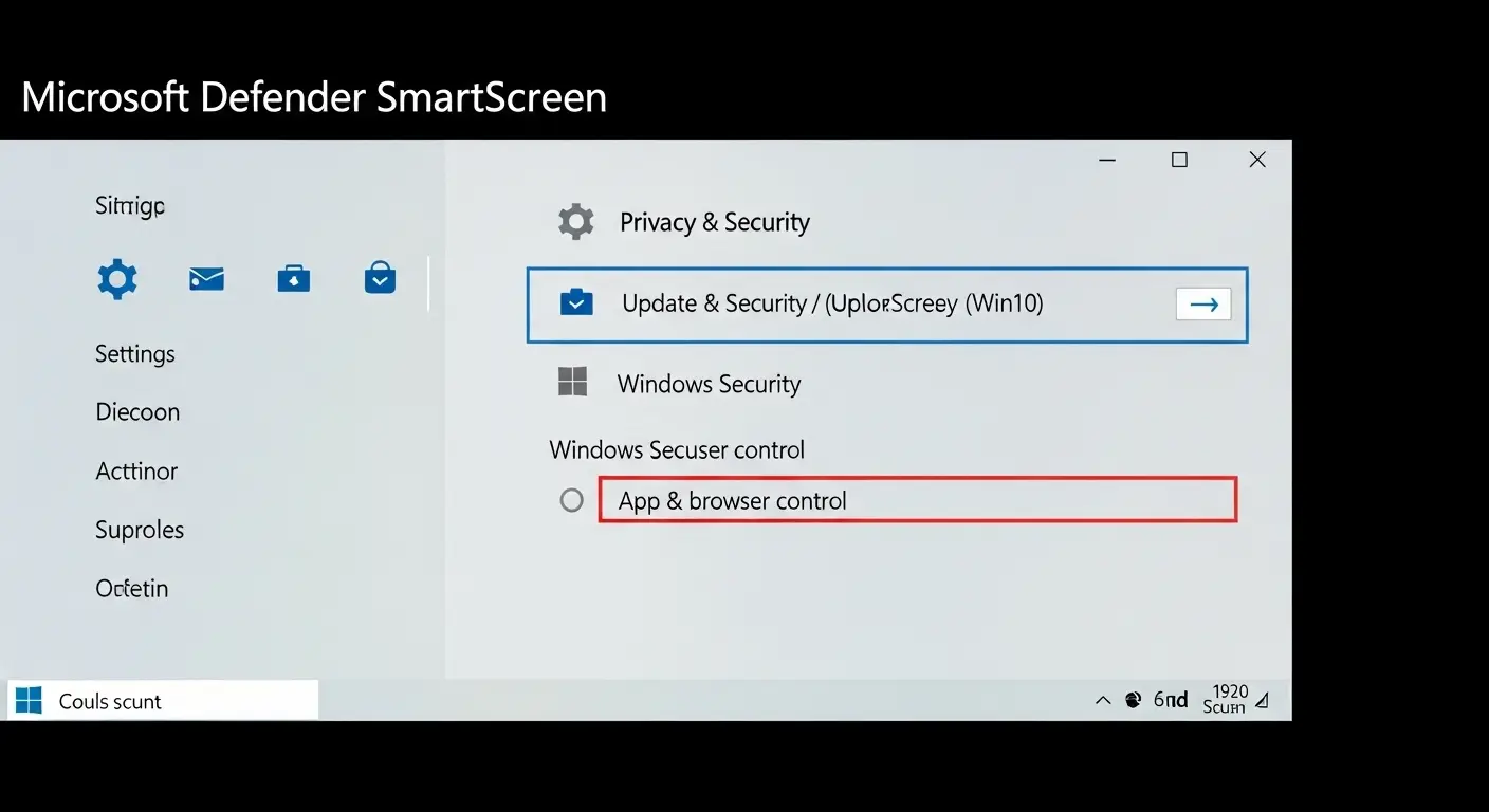 Windowsの設定画面でMicrosoft Defender SmartScreenの項目を選択する様子。