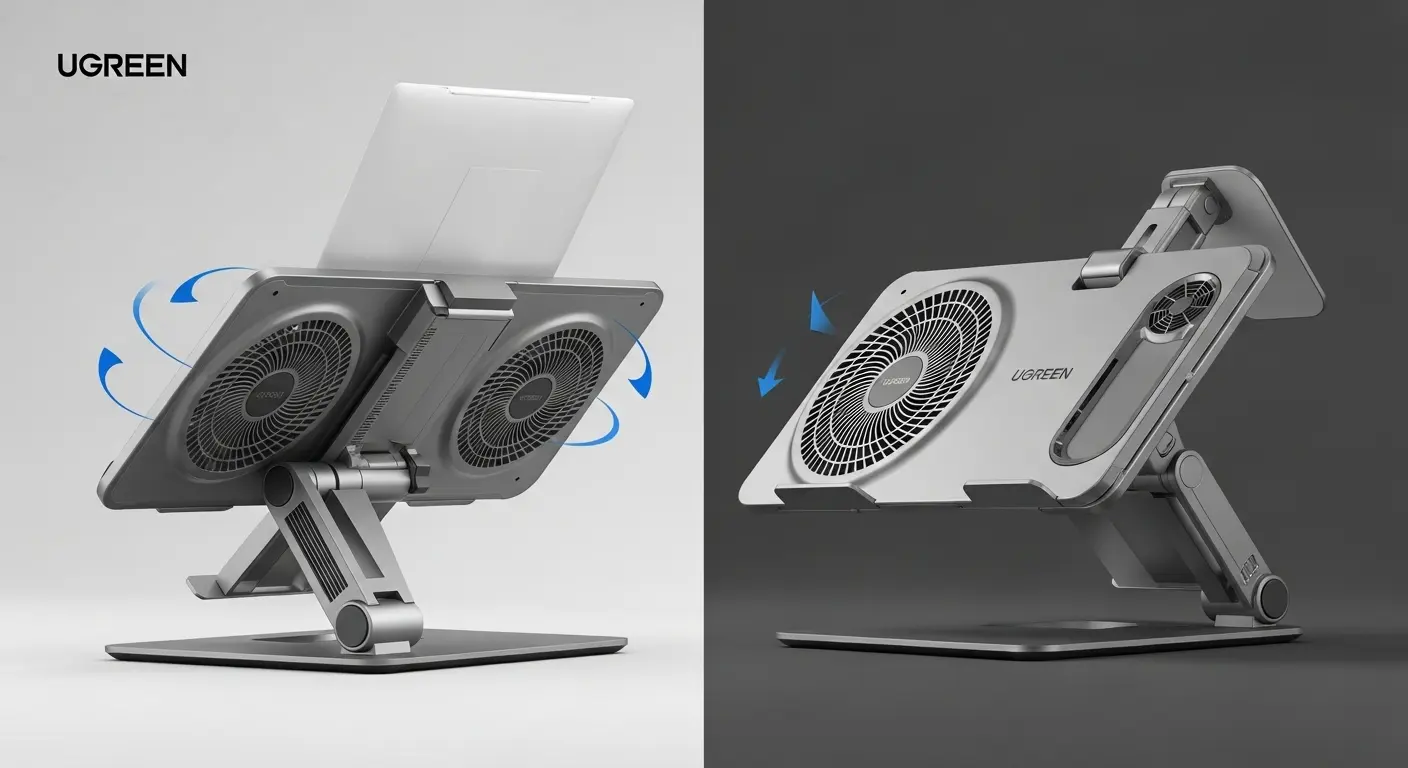 UGREEN製の冷却ファン付きノートPCスタンドの商品画像。