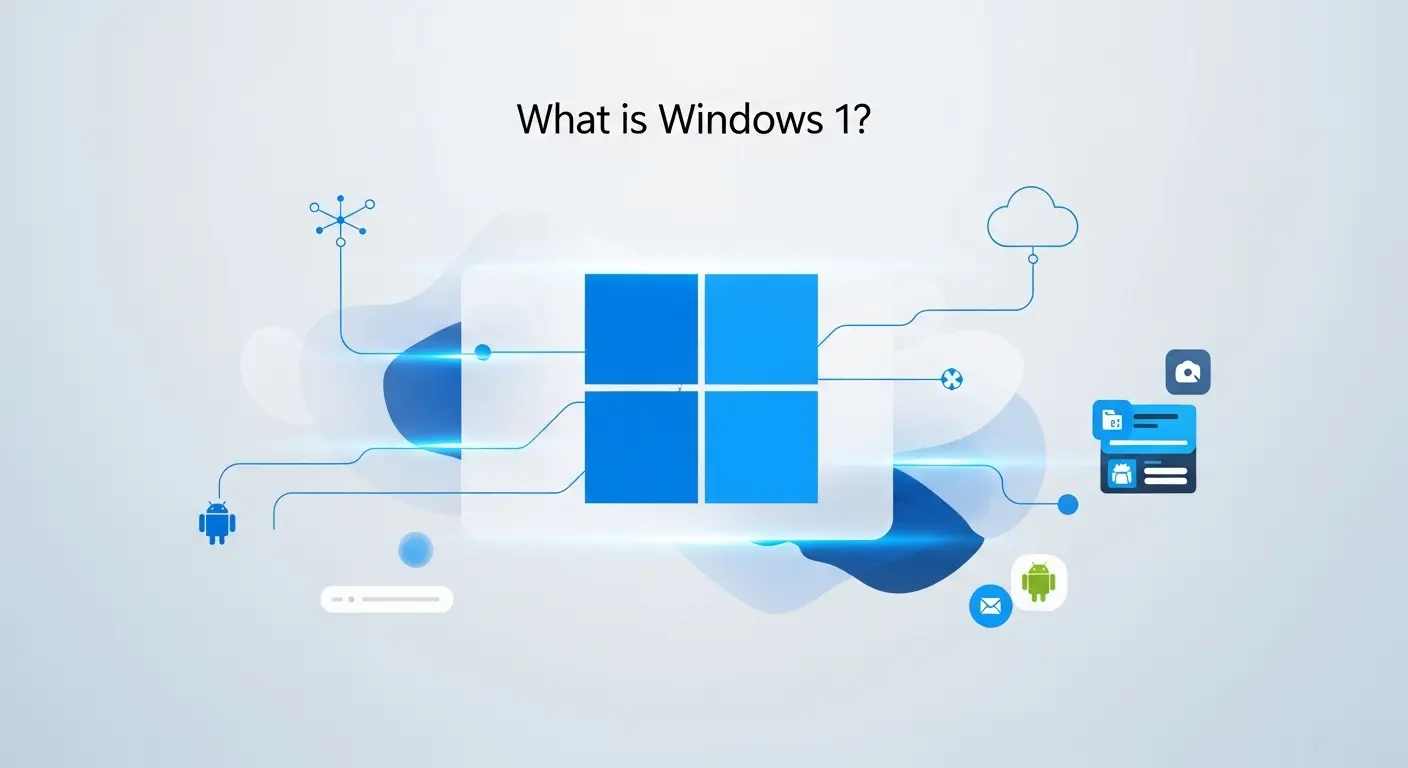 Windows 11のモダンなデザインと主要機能のコンセプトイメージ。