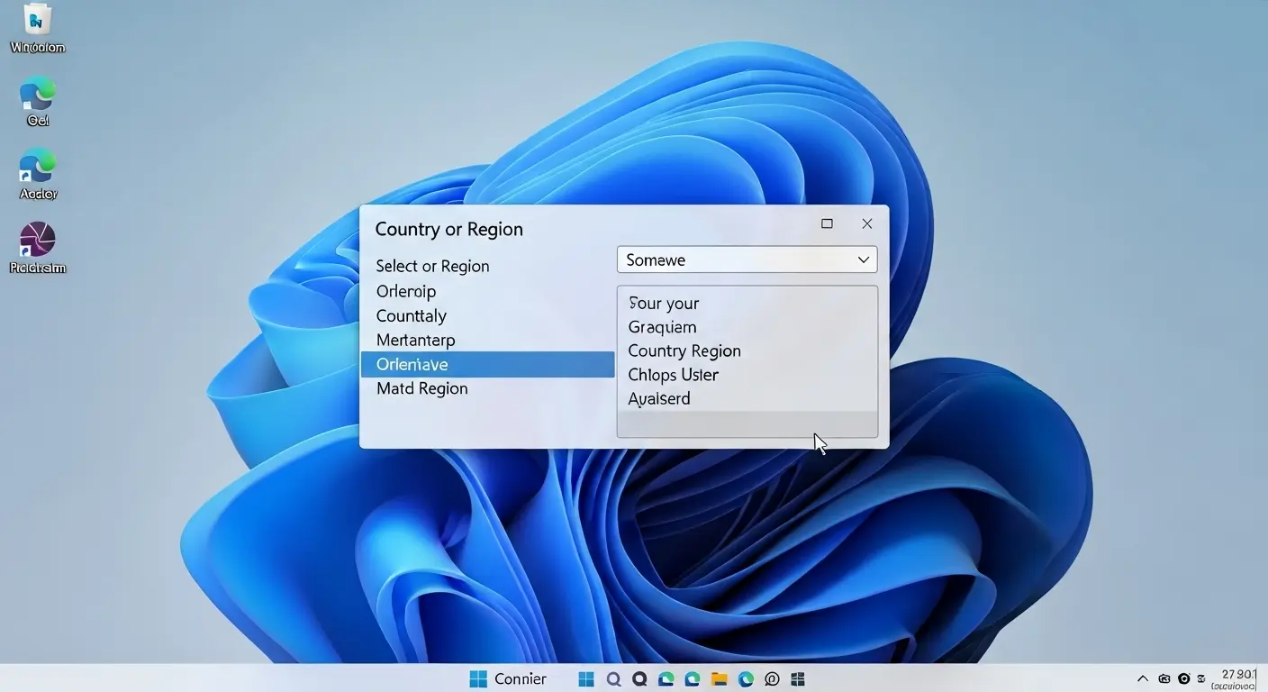 Windows 11初期設定:国または地域を選択。