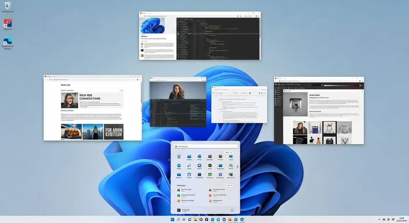 Windows 11のスナップレイアウト機能。
