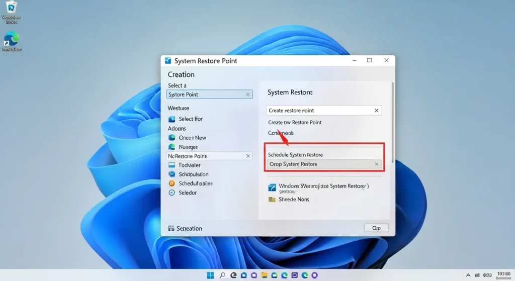 Windows 11でシステムの復元ポイントを作成する画面。