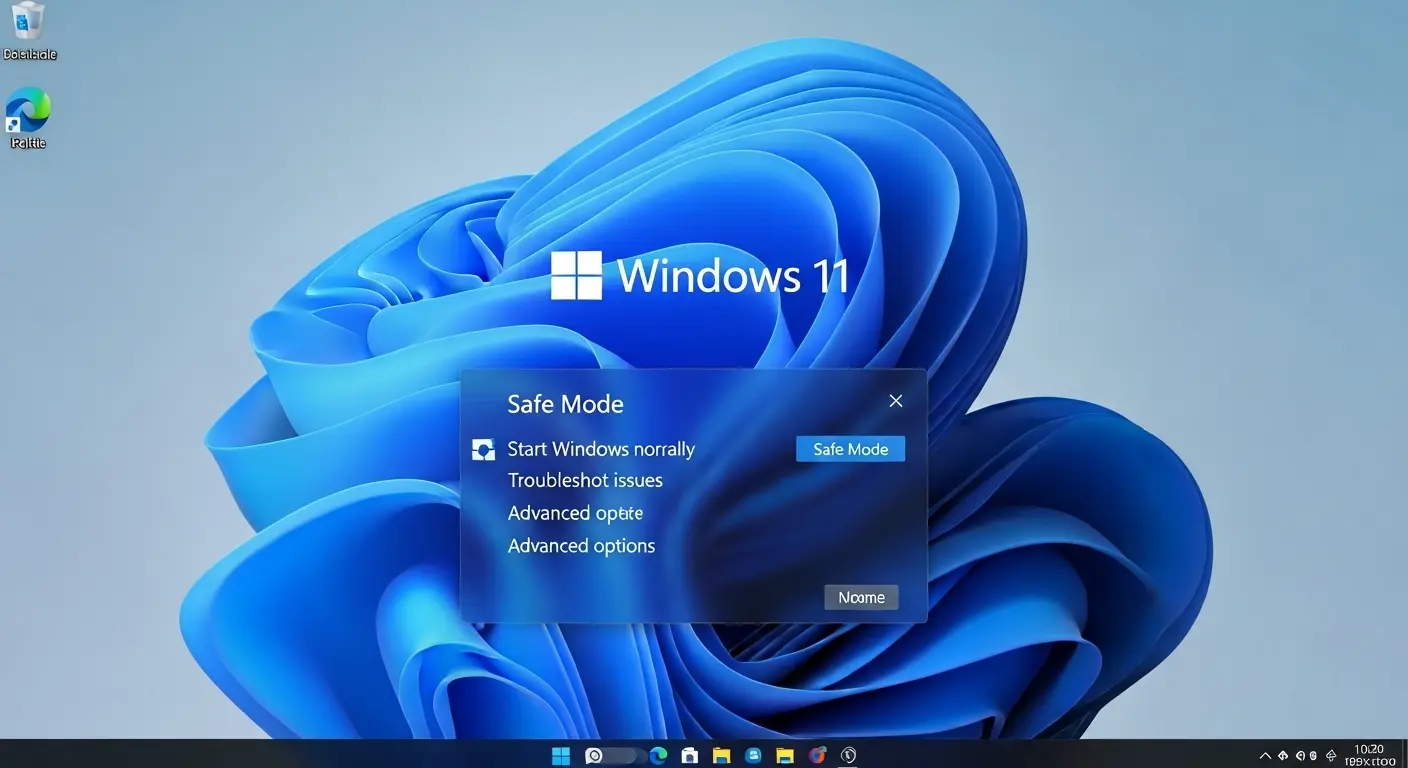 Windows 11の画面にセーフモードのオプションが表示されている様子。