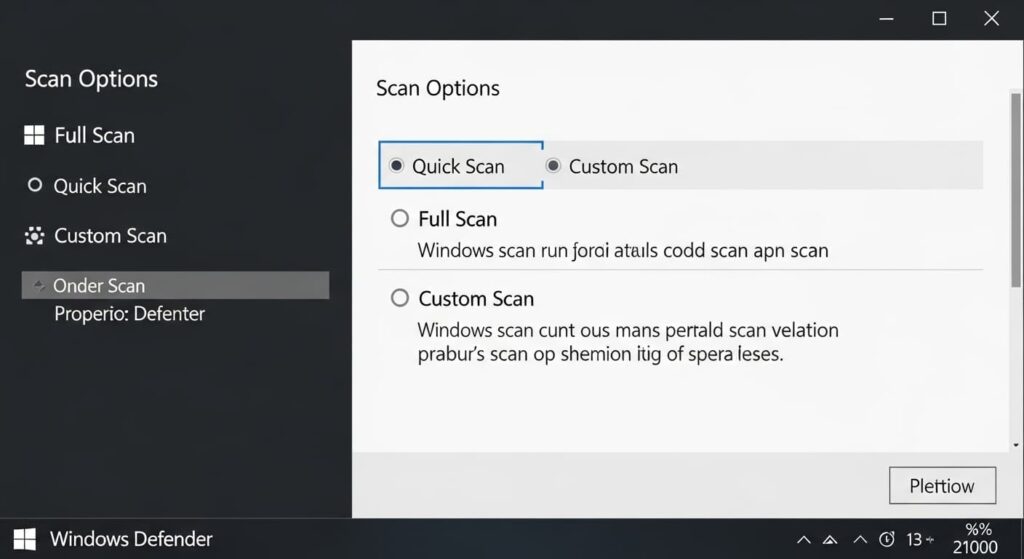 Windows Defenderのスキャンオプション