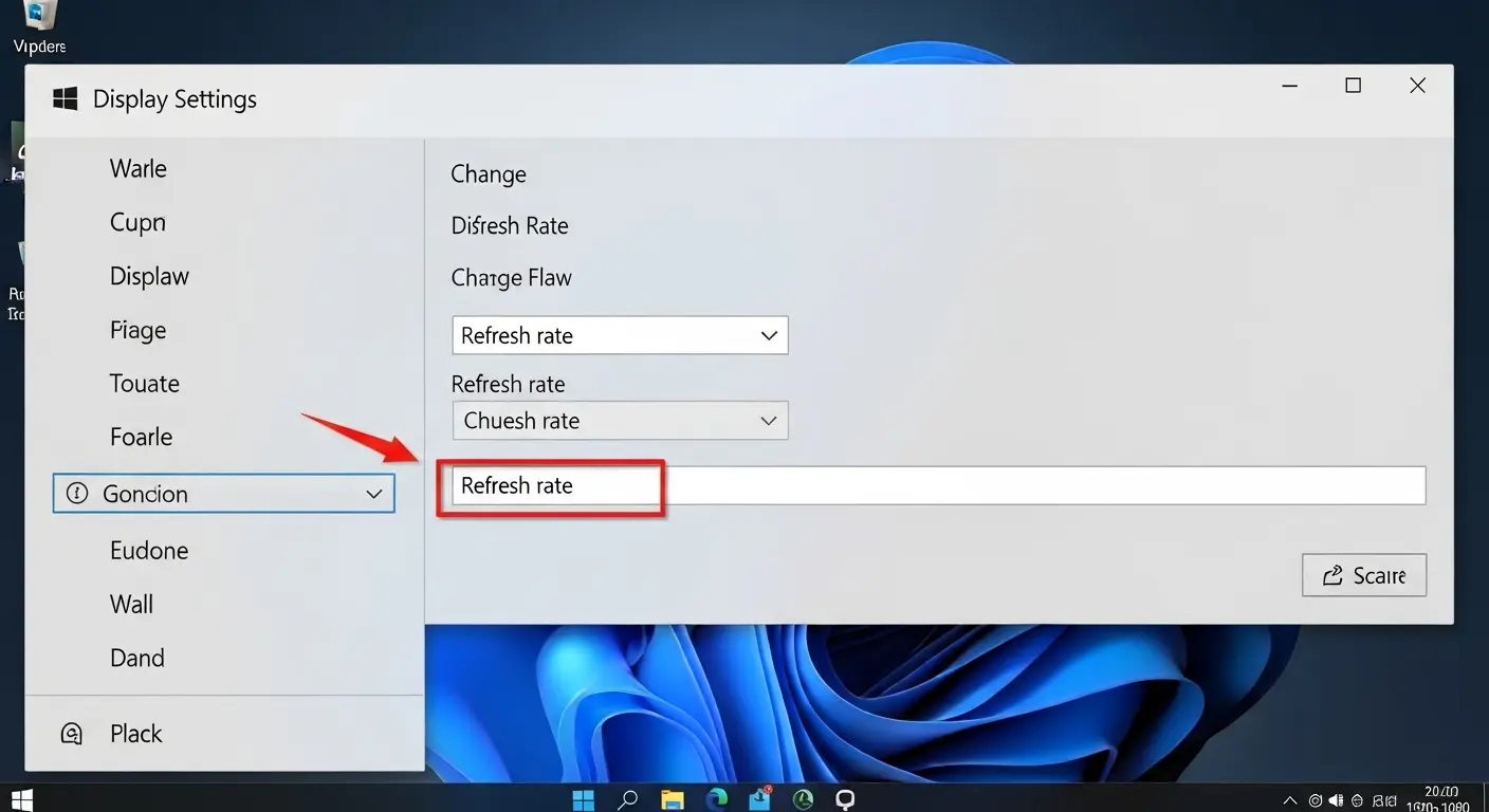 Windowsのディスプレイ設定でリフレッシュレートを確認・変更する画面のスクリーンショット。
