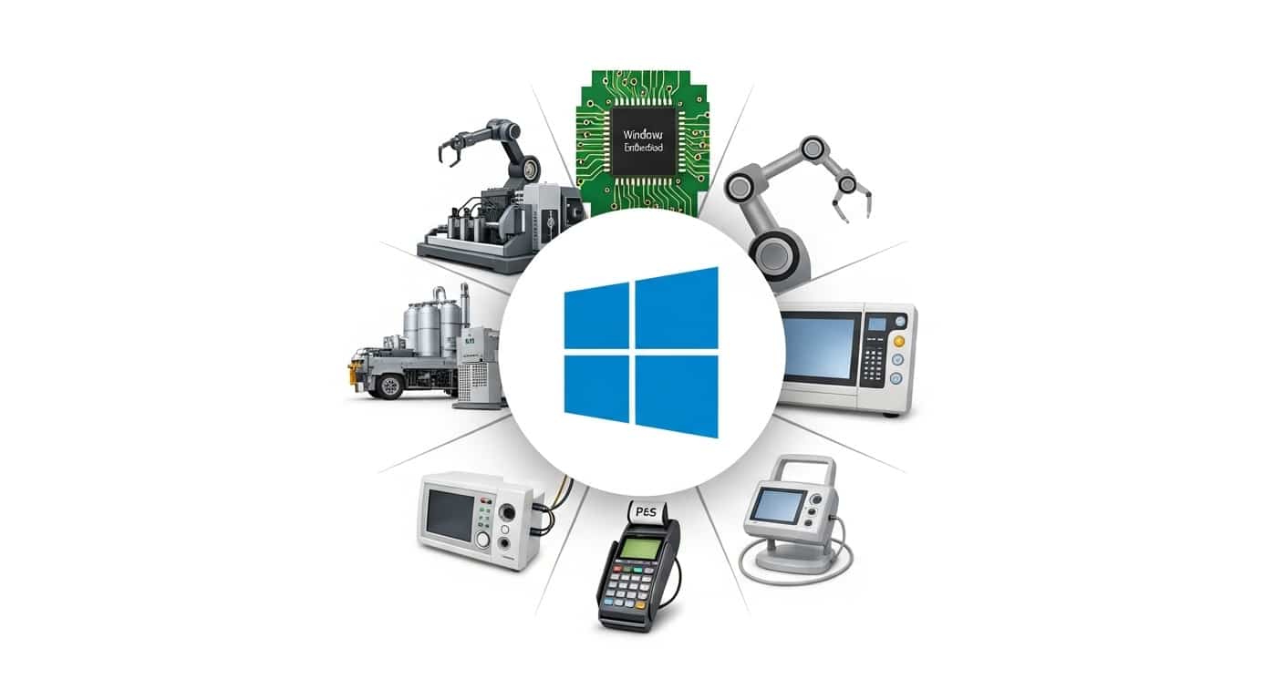 工場設備や医療機器の内部で動作するWindows Embedded OSのアイコン