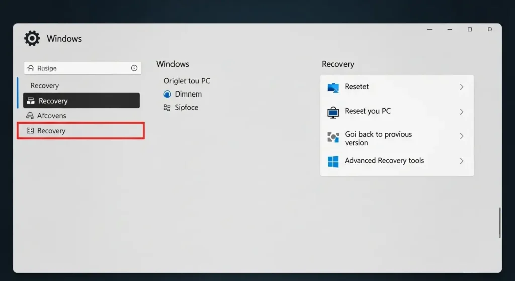 Windows設定の回復オプション