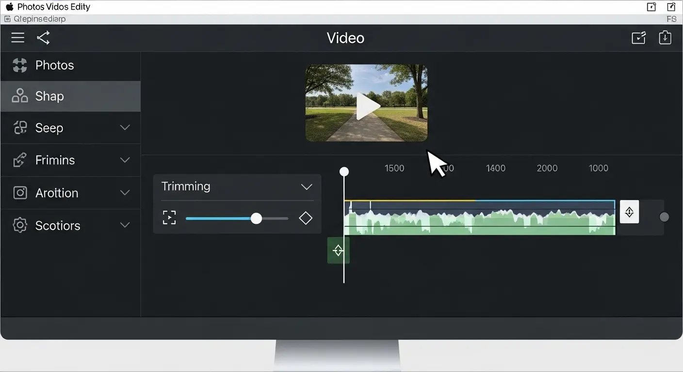 パソコン画面で動画トリミング作業をしている様子