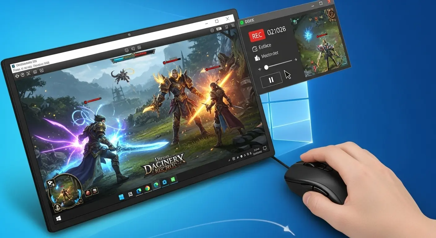 Windows 10の画面録画ソフトでゲームを記録している様子