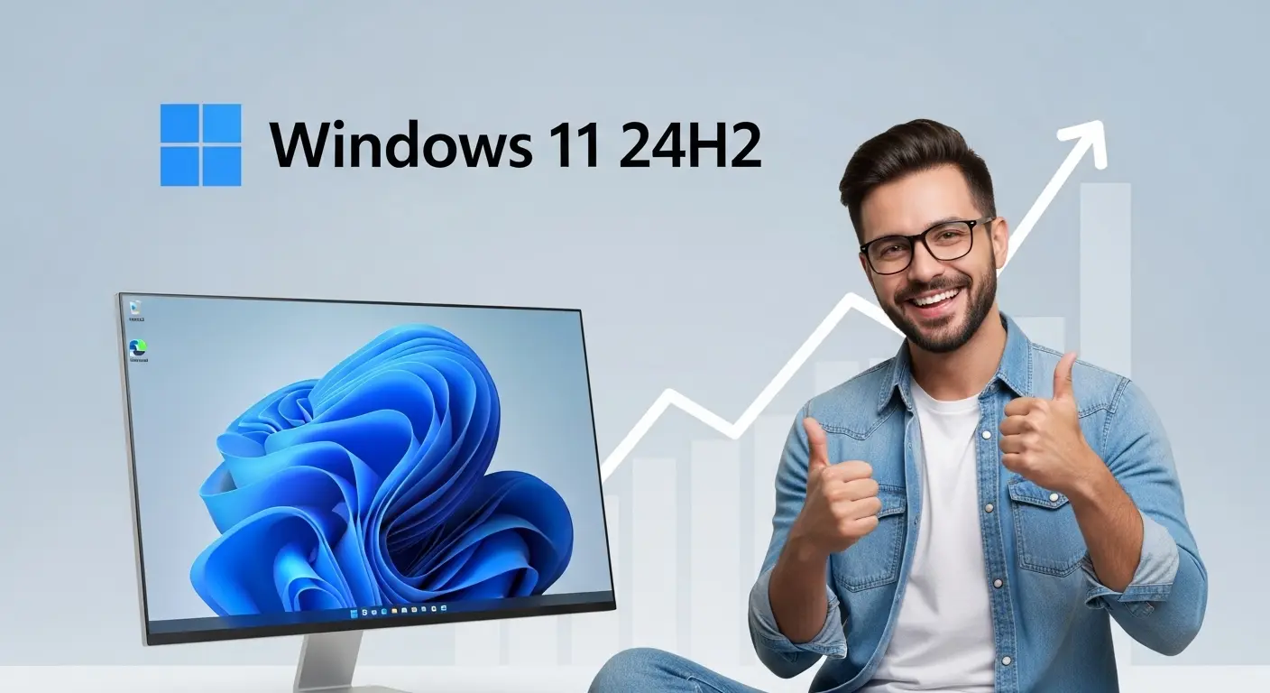 Windows 11 24H2の不具合を解決し、快適なPCライフを送るユーザー。
