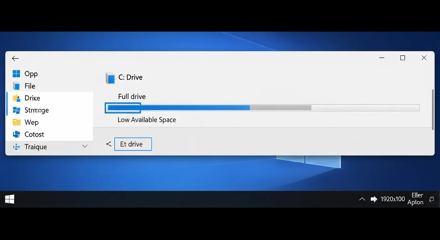 Windows 11のファイルエクスプローラーでCドライブの容量がほぼ満杯になっている状態を示す画像。
