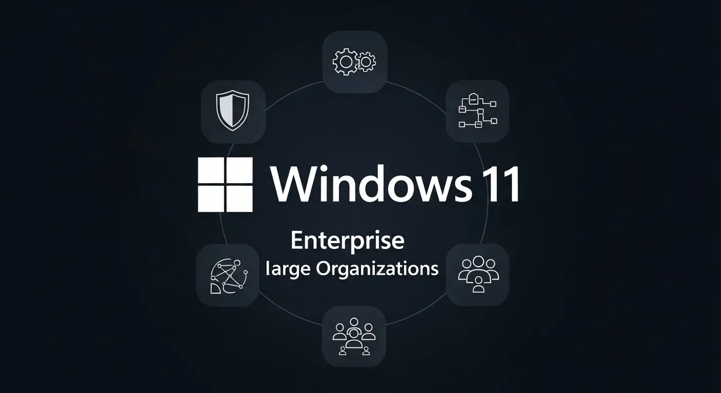 Windows 11 Enterpriseが提供する包括的な機能の概要を示すイメージ。