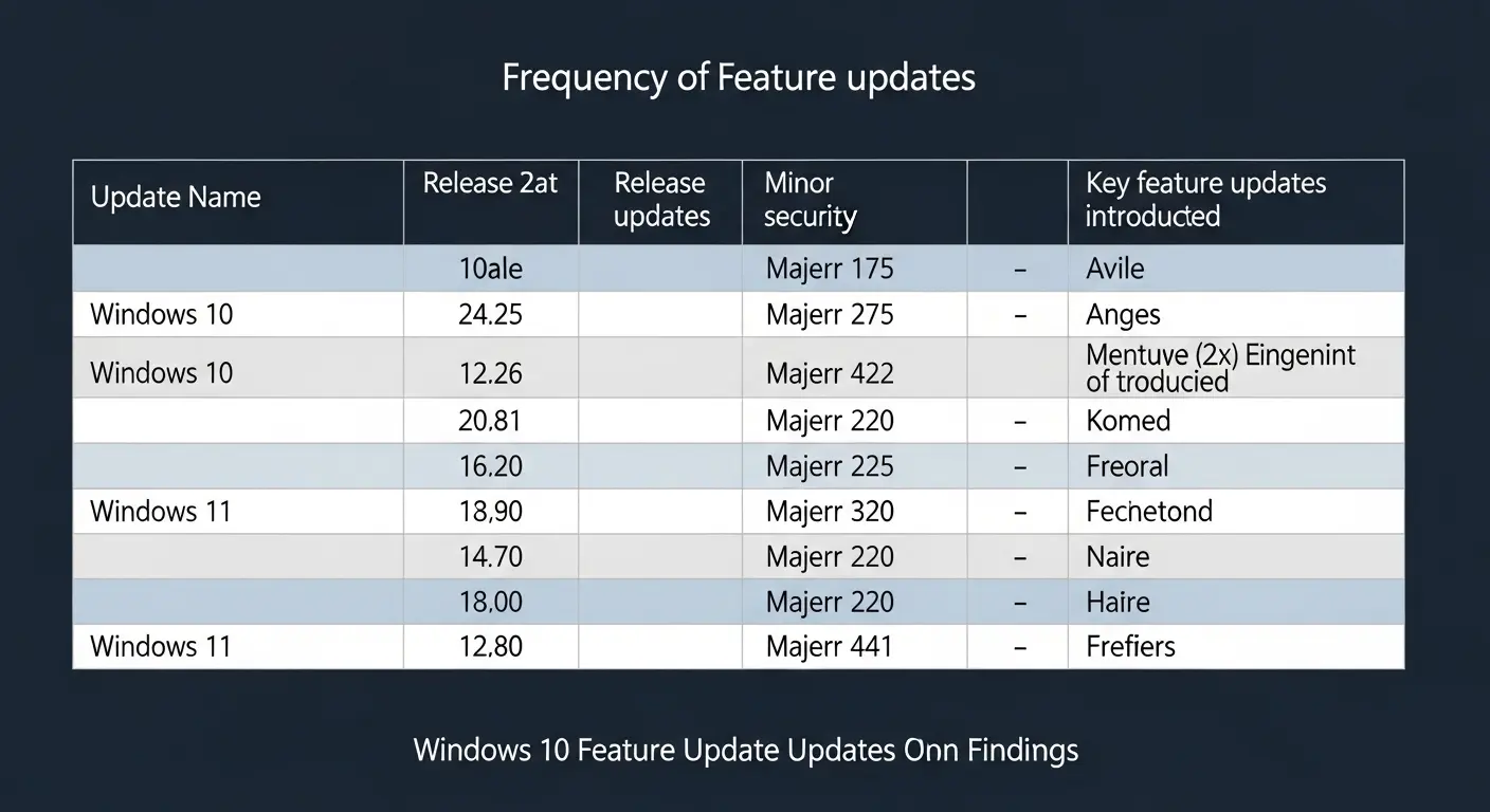 Windows 10とWindows 11の機能更新プログラムの頻度比較。