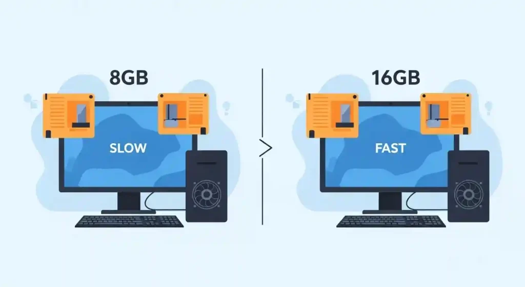 8GBと16GBのメモリ比較