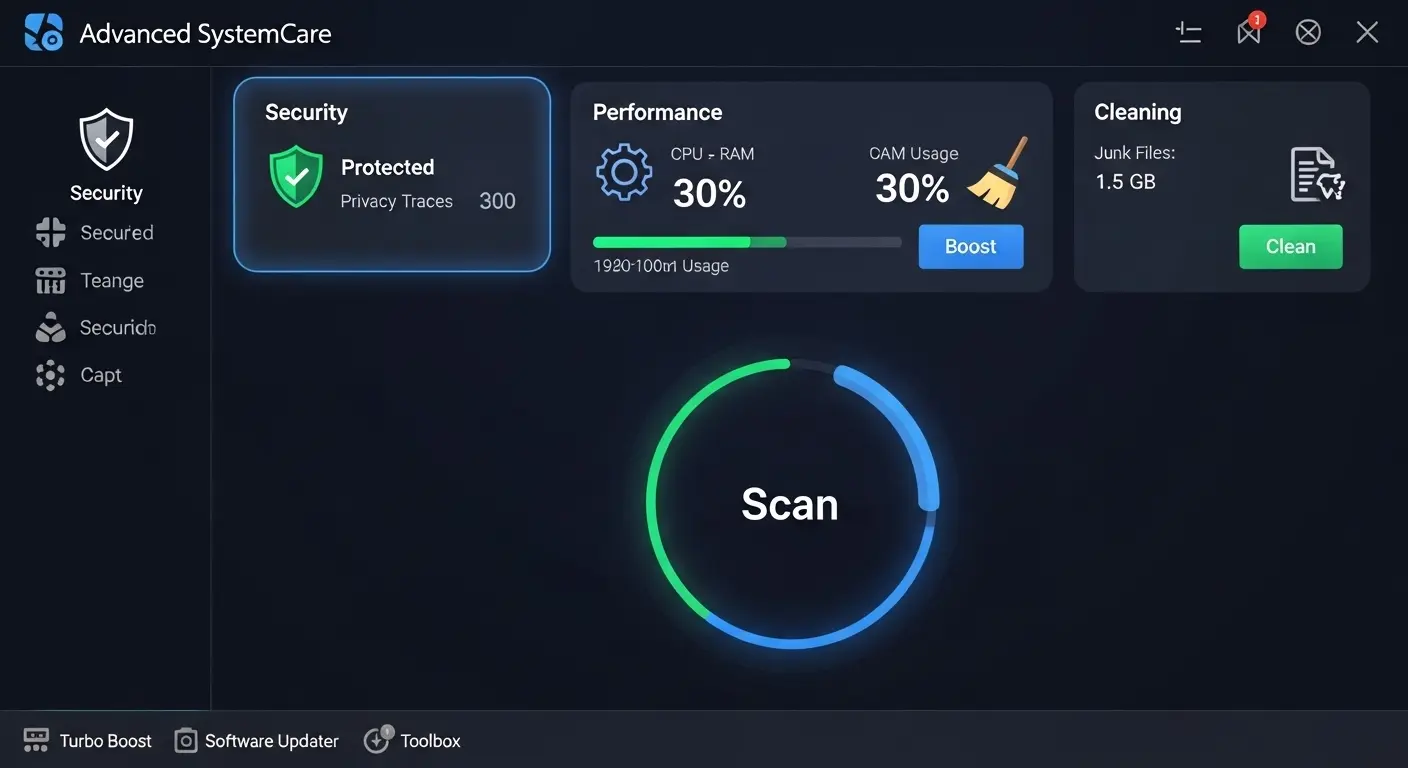 Advanced SystemCareのメイン画面イメージ画像