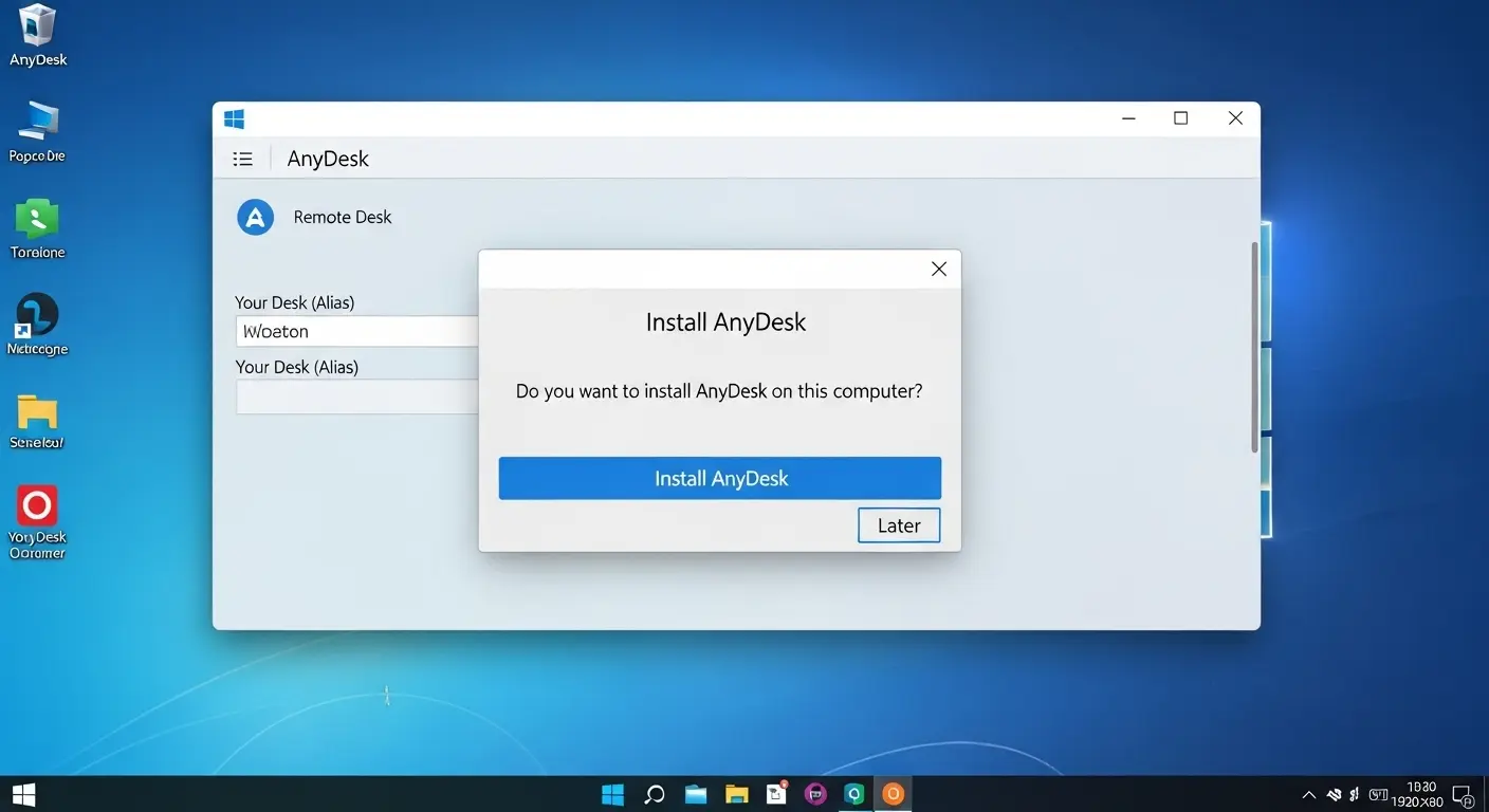 WindowsでのAnyDeskインストール画面。