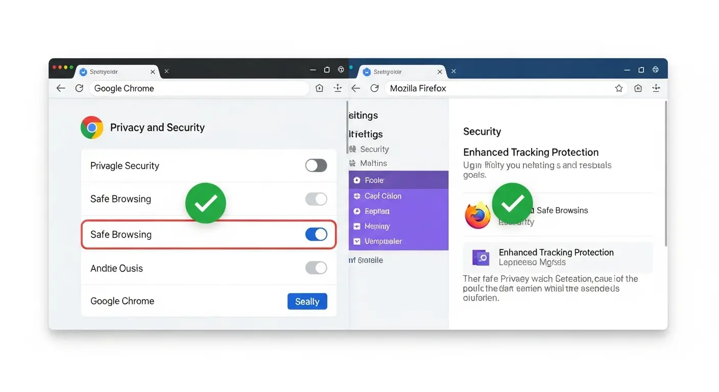 ChromeとFirefoxのセーフブラウジング設定画面。