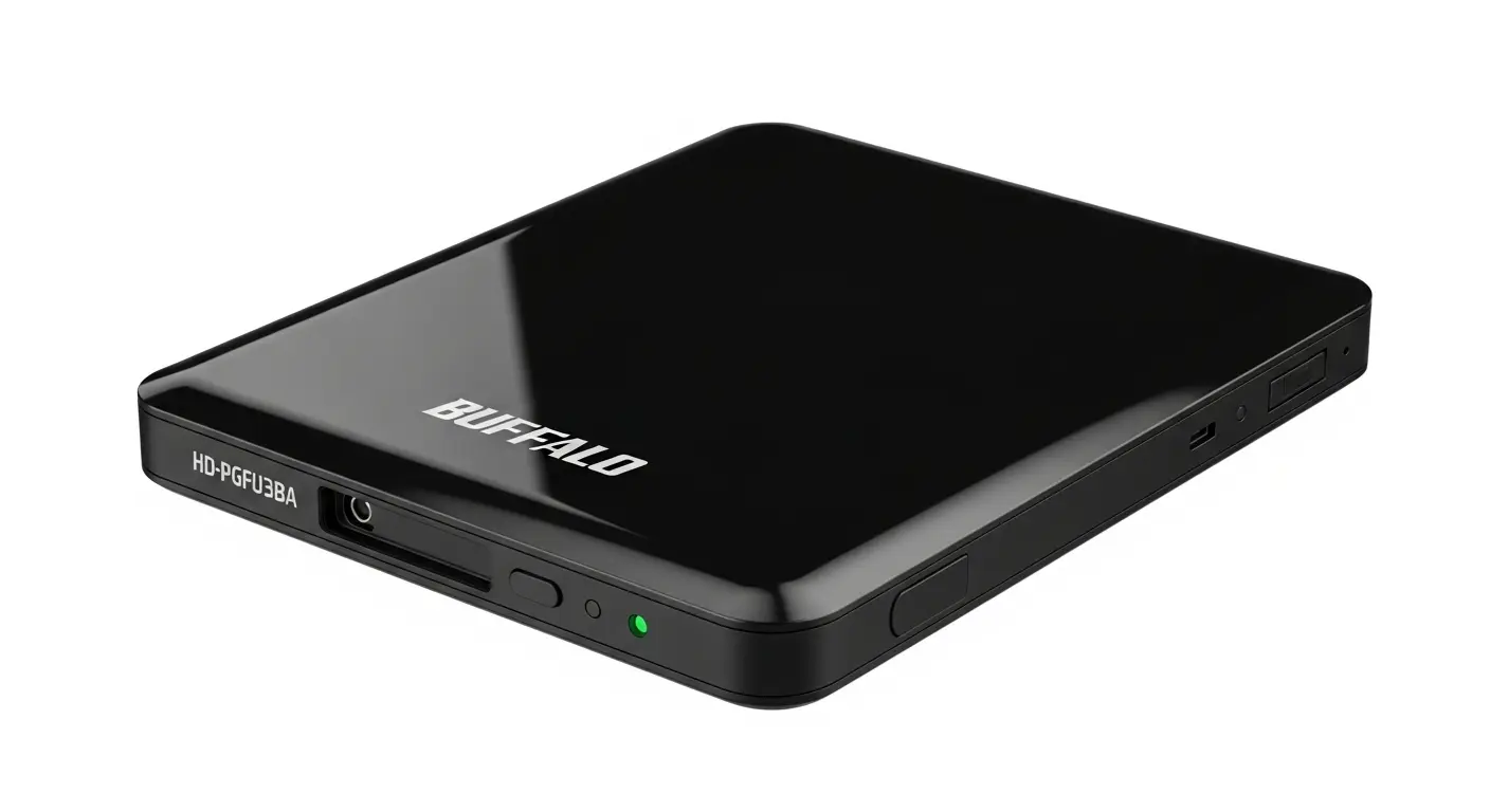バッファロー製ポータブルHDDの製品イメージ画像。
