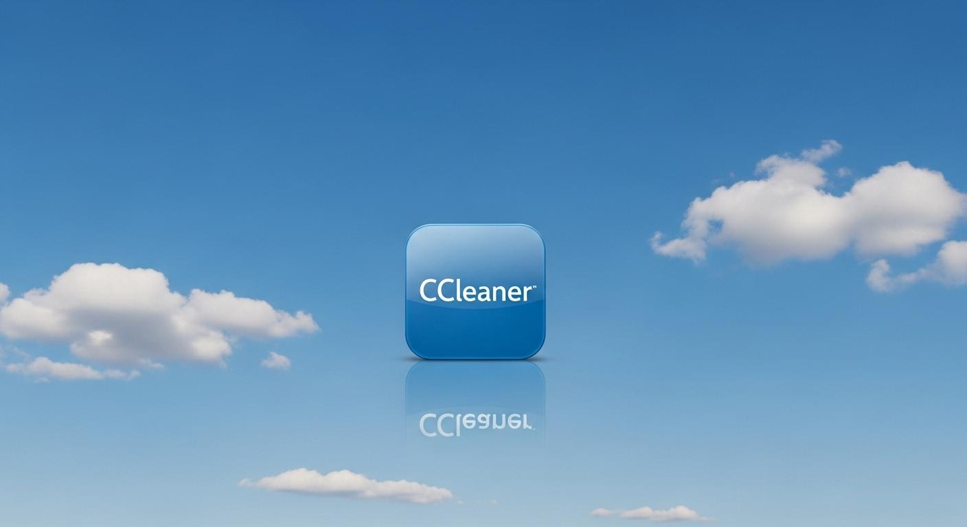 整理されたパソコンのデスクトップとCCleanerのアイコン。