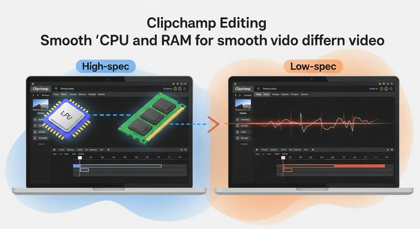 パソコンのスペックとClipchampの動作パフォーマンスの関係。