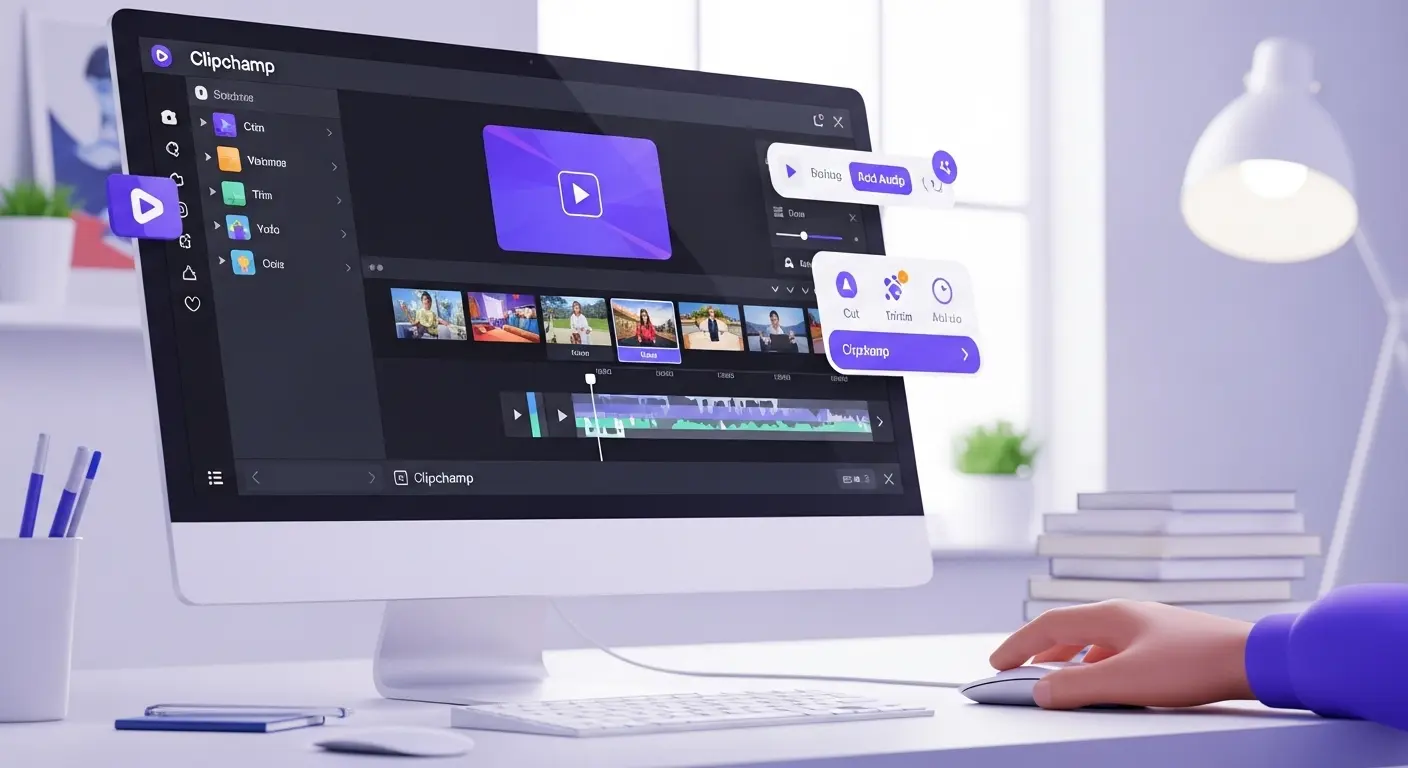 Windows 11に標準搭載されている動画編集アプリ「Clipchamp」の初心者向け使い方チュートリアル画面。