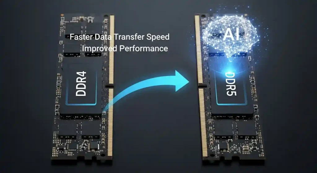 DDR5メモリとAIのアイコン