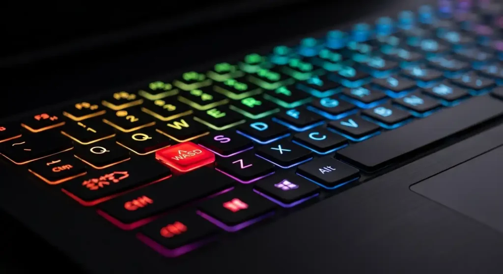 ゲーミングPCの光るキーボード