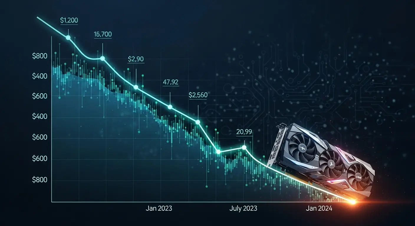 グラフィックボードの価格下落のイメージ。