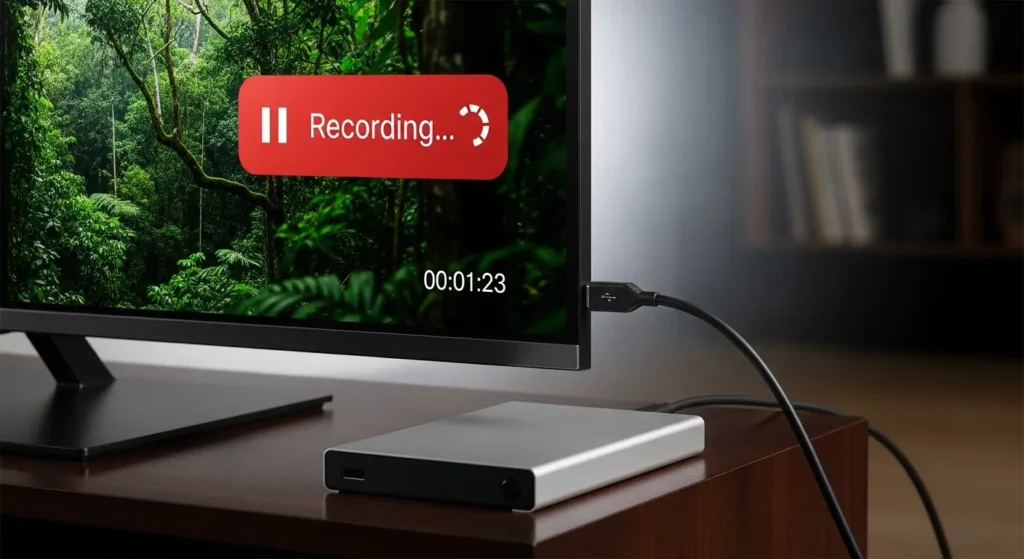 テレビに接続された外付けHDD