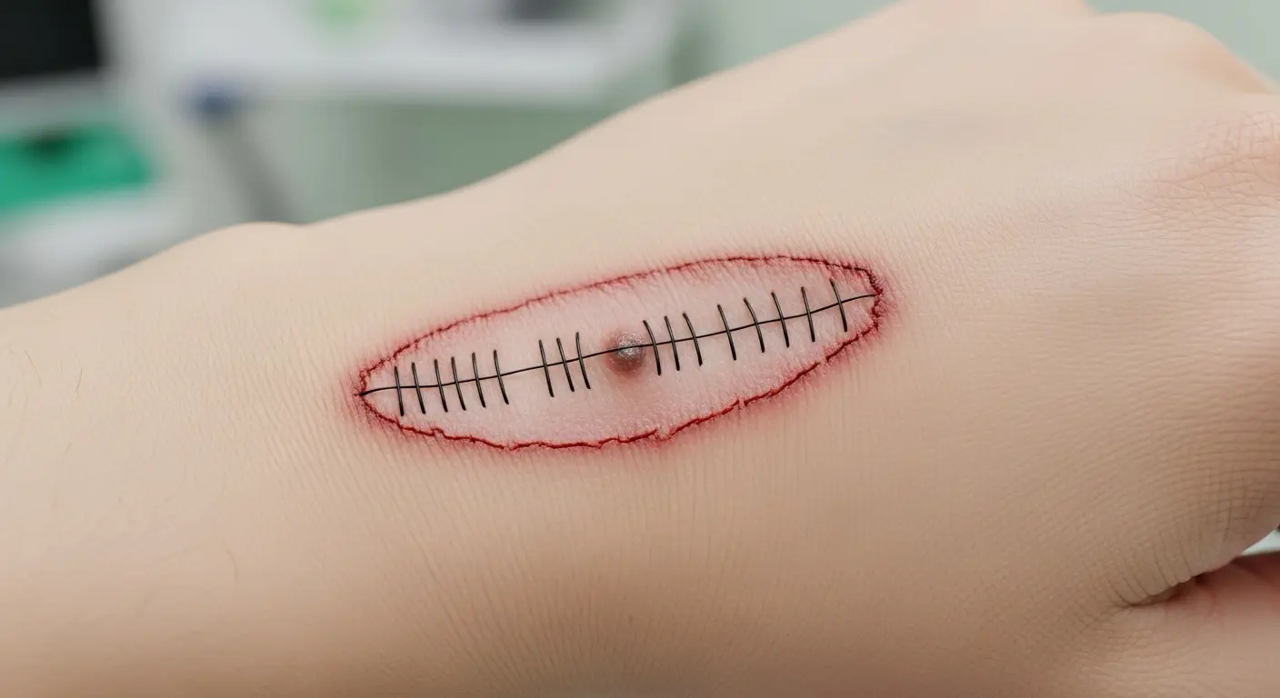 メスを使ったホクロ除去の切開法イメージ。