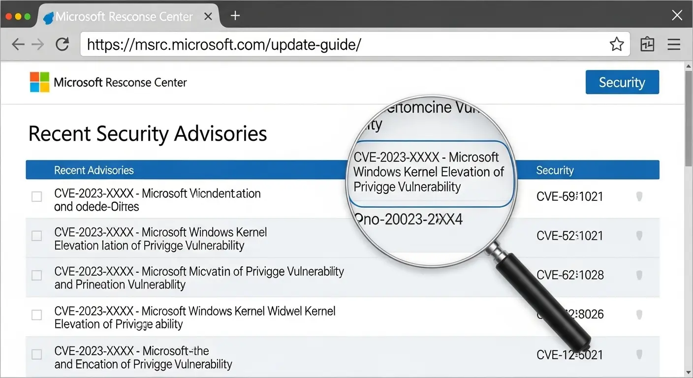 Microsoftセキュリティレスポンスセンターのウェブサイト。